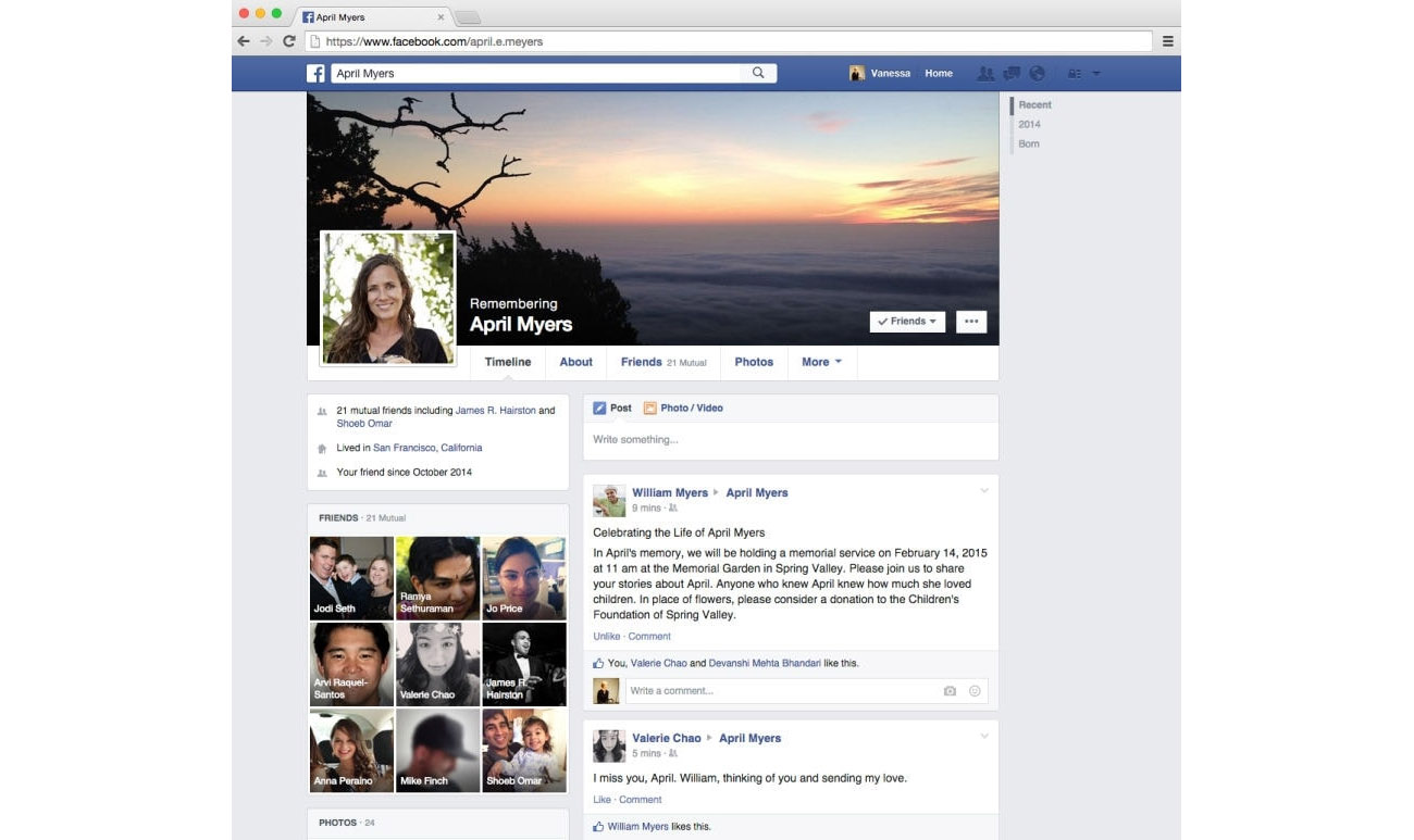 cuenta conmemorativa facebook contacto de legado grande