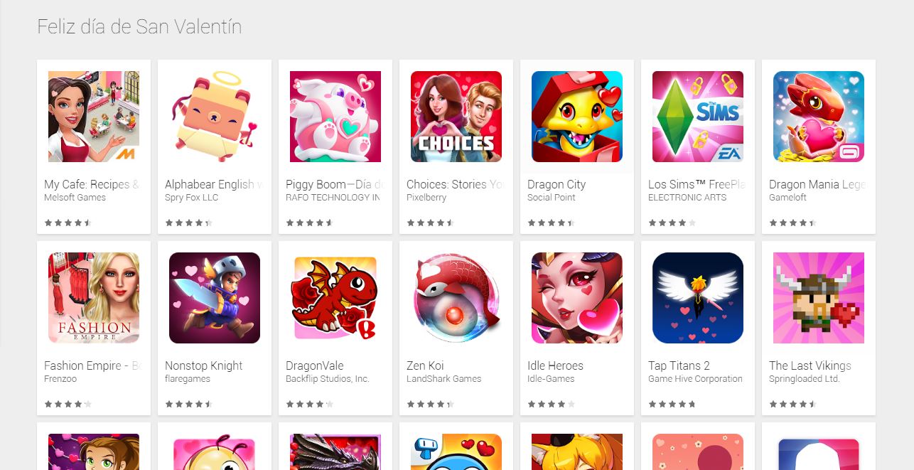 Google Play en San Valentín 2017