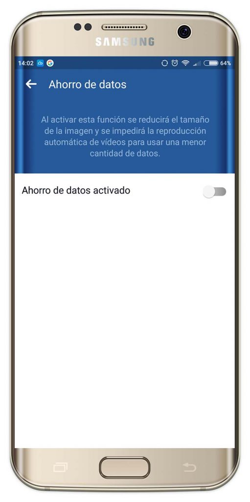ahorro de datos de Facebook