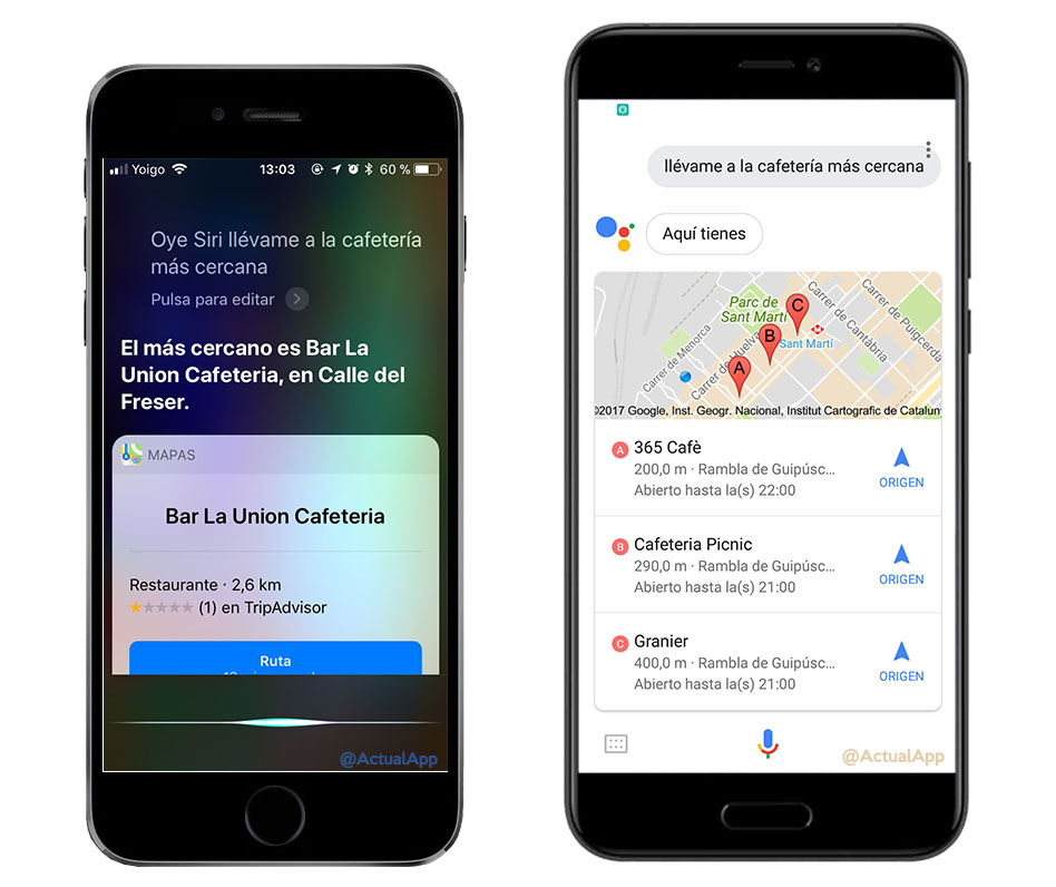 comparativa entre Siri y Google Assistant