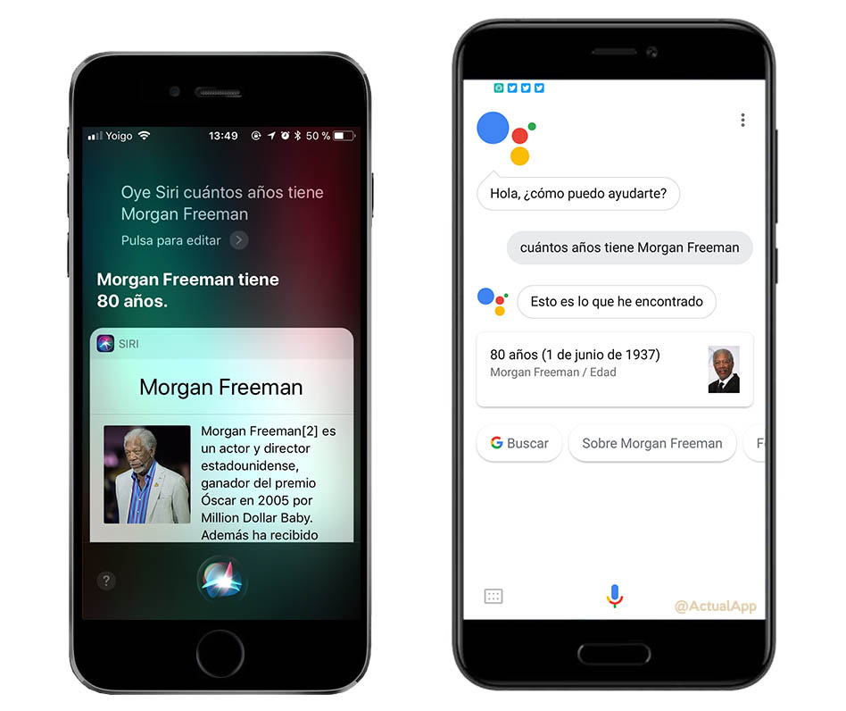 comparativa entre Siri y Google Assistant