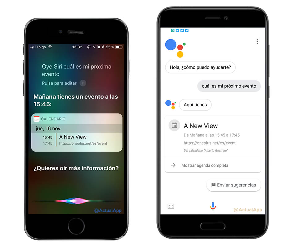 comparativa entre Siri y Google Assistant