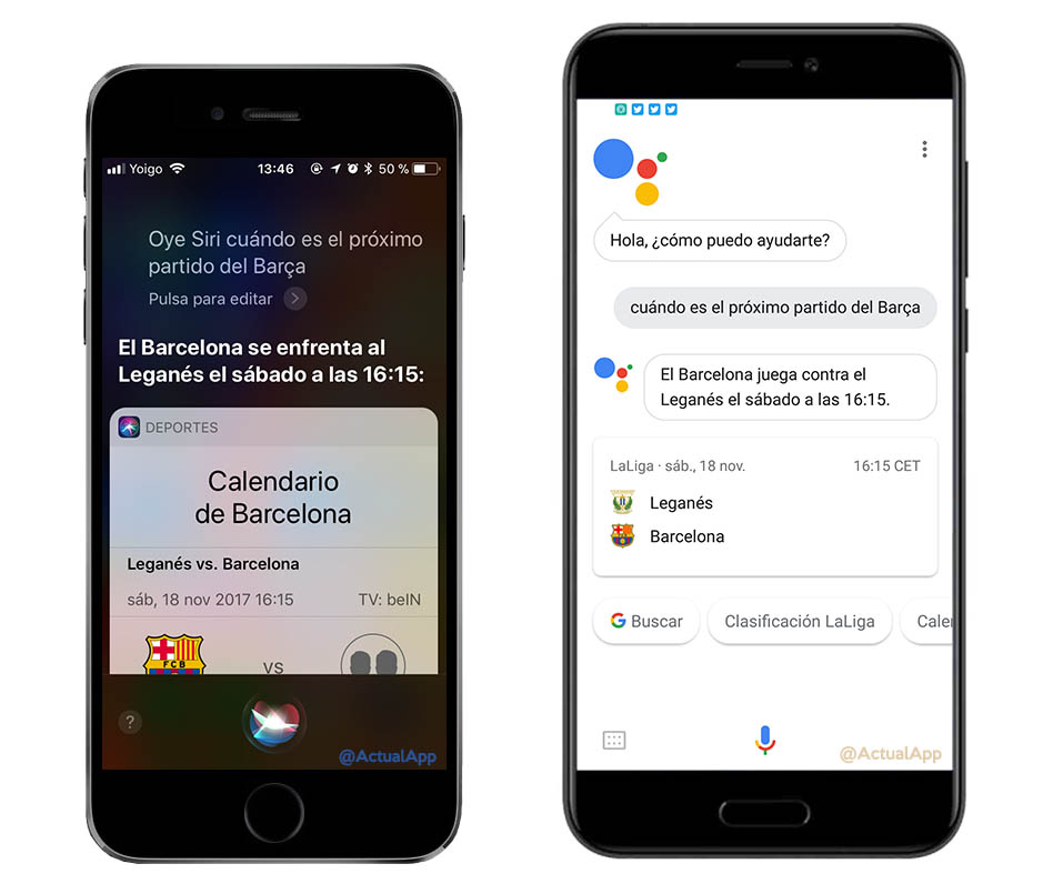 comparativa entre Siri y Google Assistant