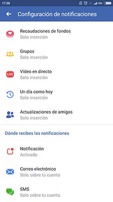cambiar el tono de notificacion de la app de facebook