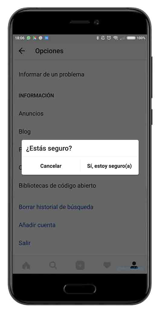 historial de búsquedas de Instagram
