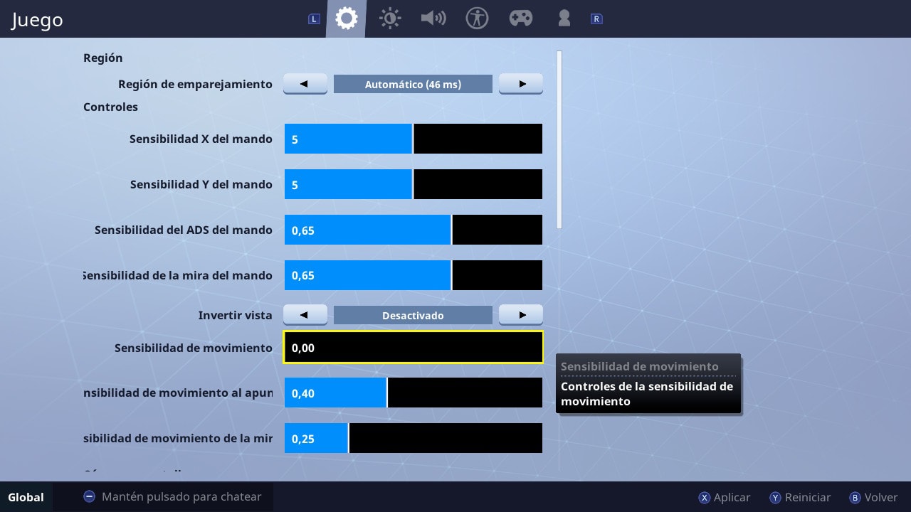 giroscopio en Fortnite para Nintendo Switch