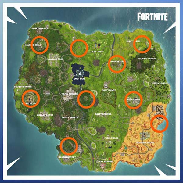 mapa con las gargolas de fortnite