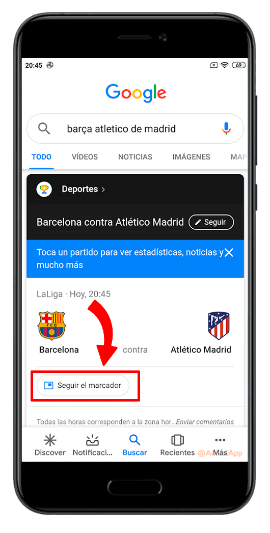 marcador de un partido