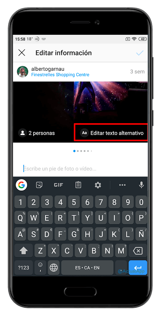 texto alternativo de Instagram