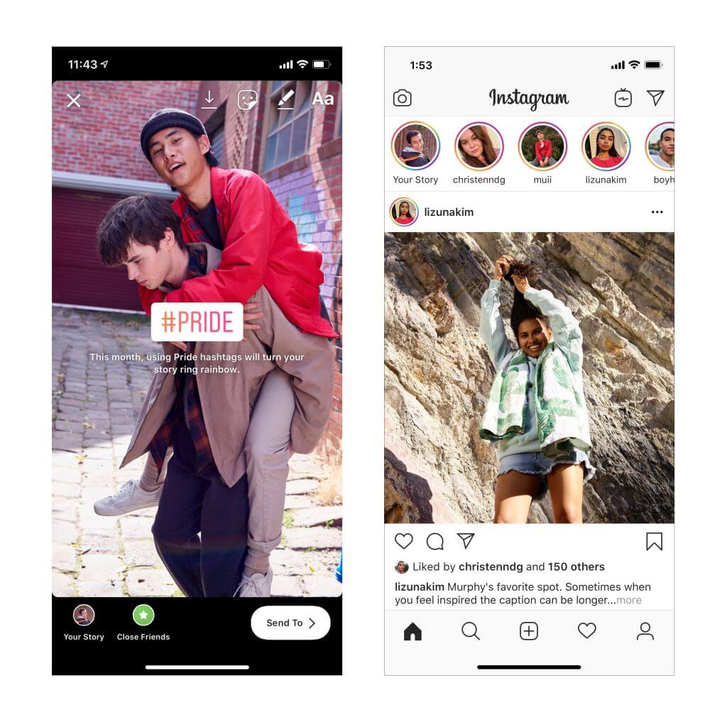 anillo de las historias de Instagram en color arcoíris
