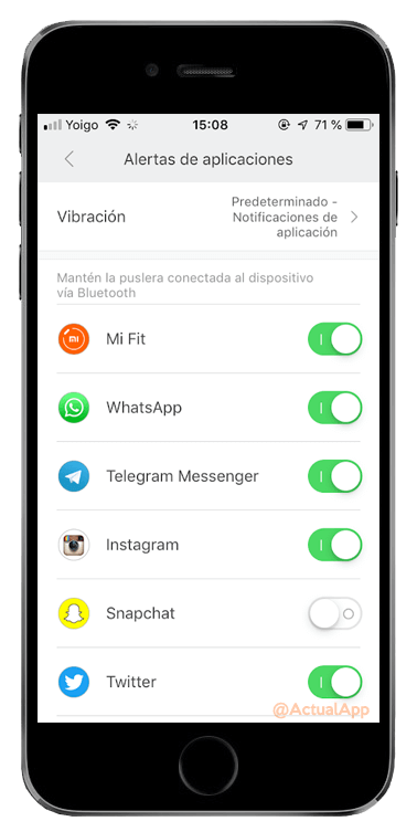 notificaciones en la Mi Band 4