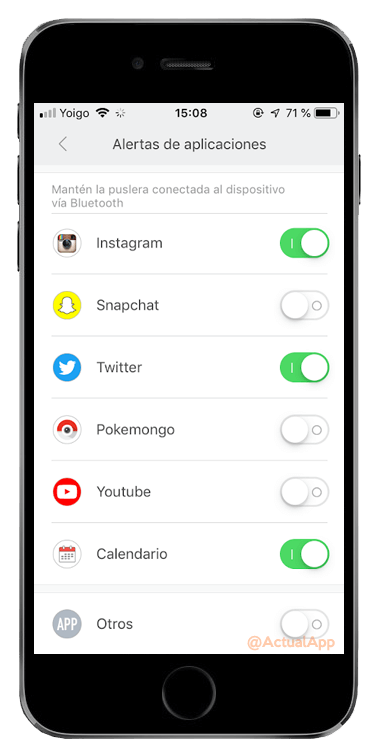 notificaciones en la Mi Band 4
