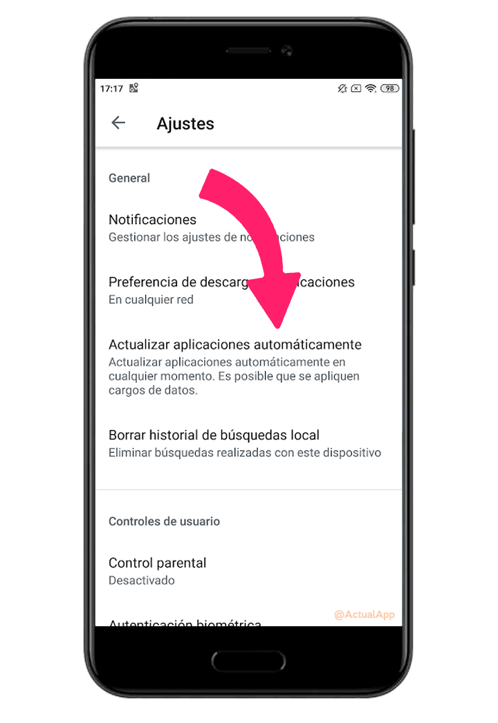 actualizaciones automáticas de las apps