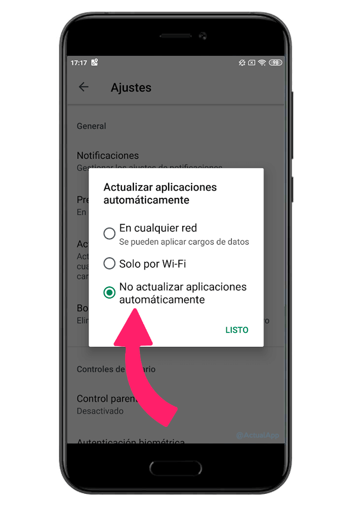 actualizaciones automáticas de las apps