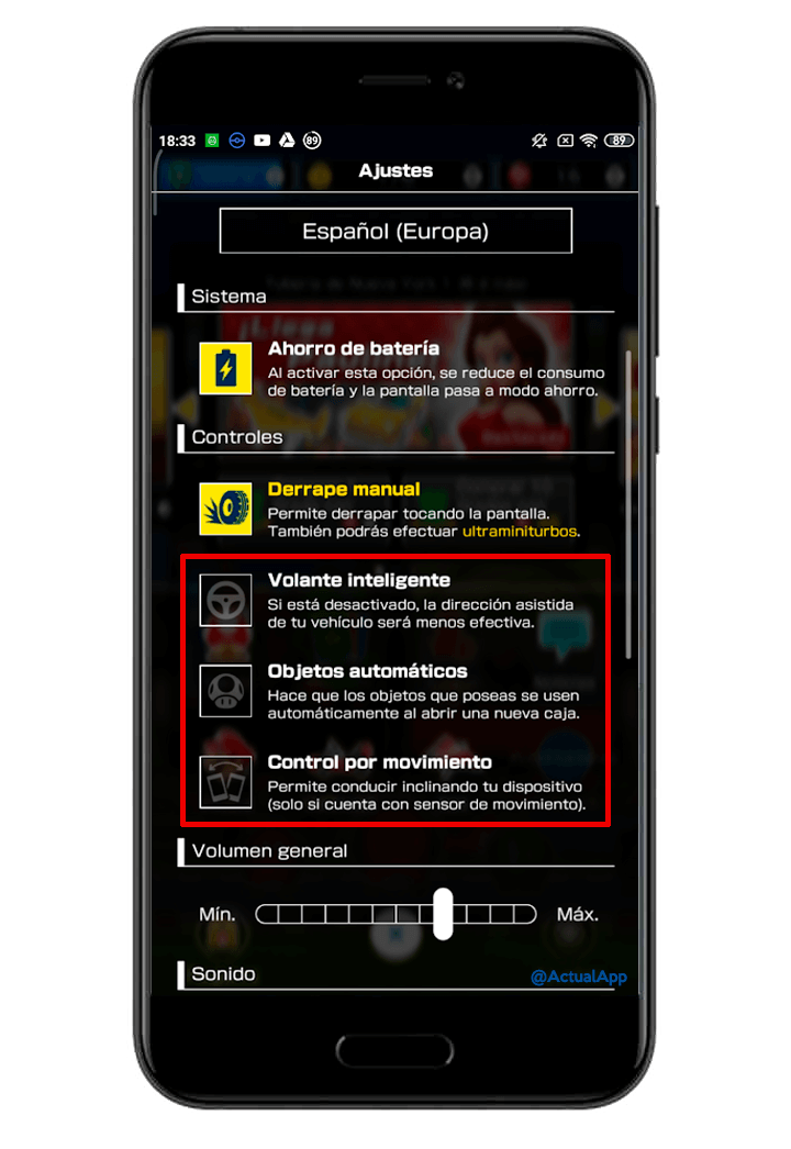 control de mario kart tour