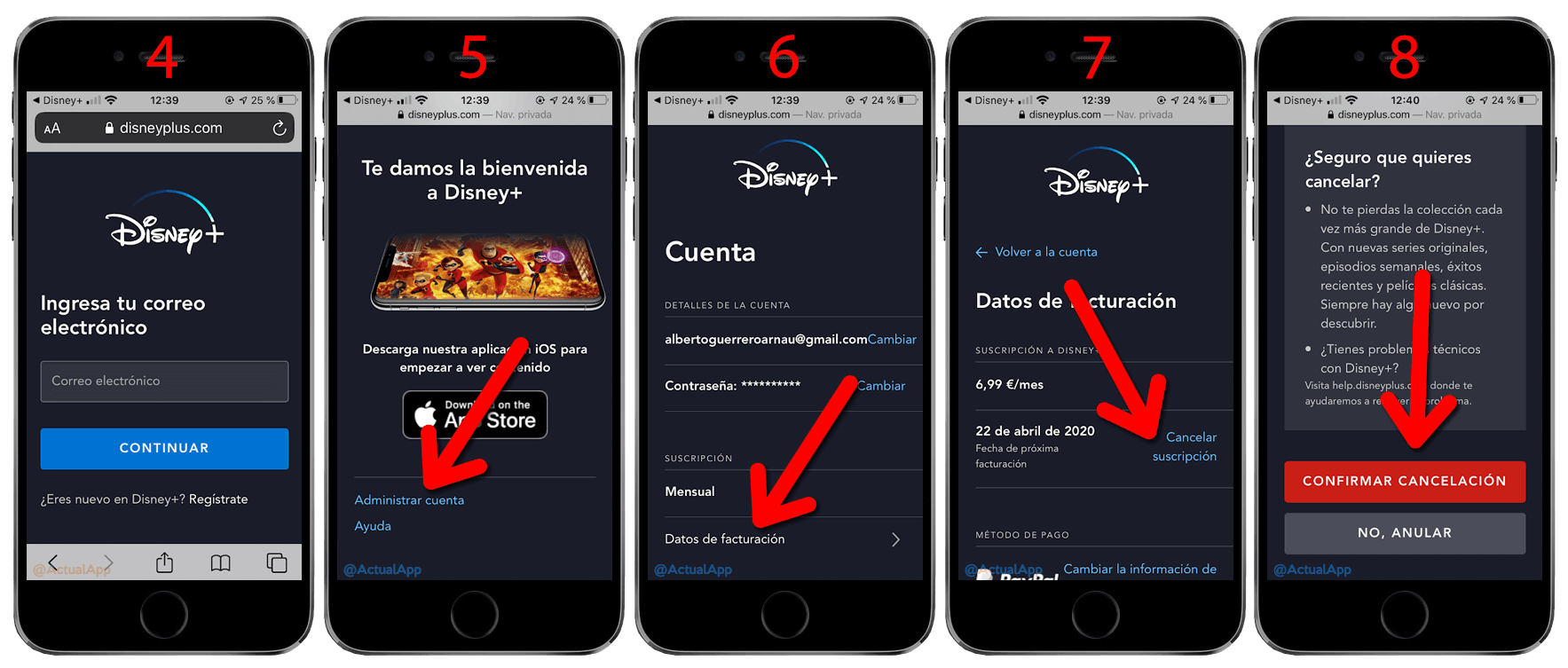 dar de baja disney+