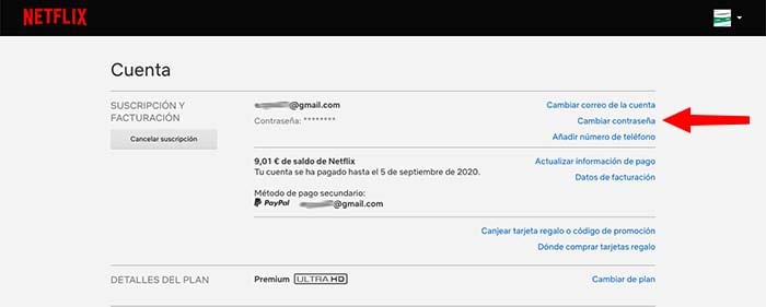 cuenta de netflix
