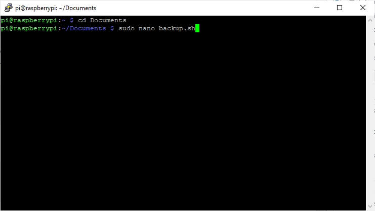 nano en raspbian