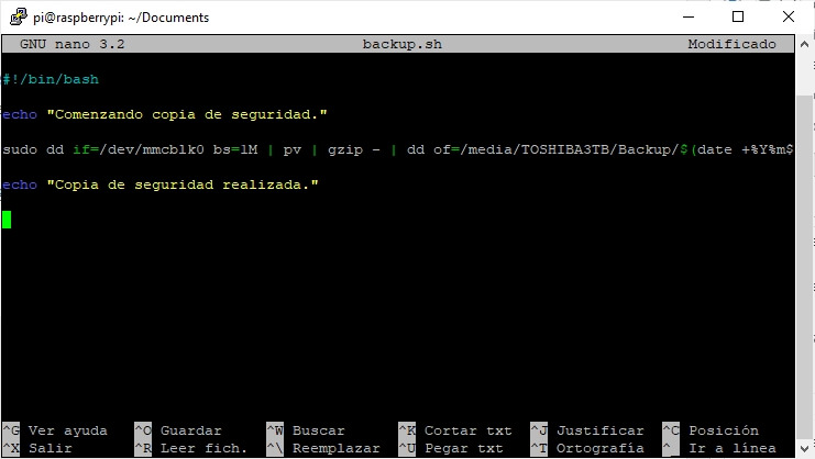 script para backup en raspbian