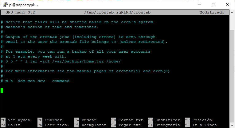 final crontab raspbian