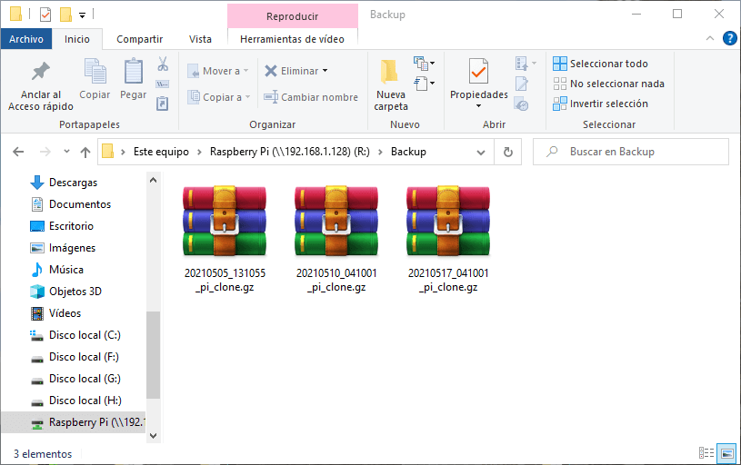 carpeta backups raspberry pi