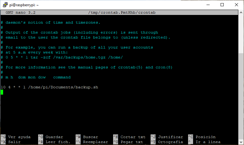 crontab -e backup