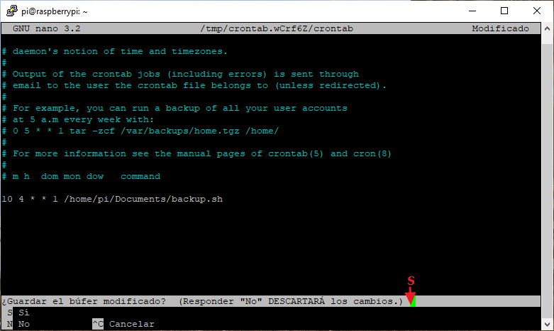 guardar crontab -e backup