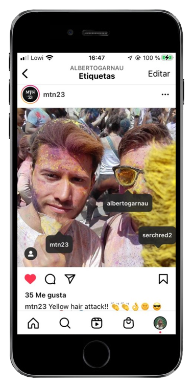 etiqueta instagram