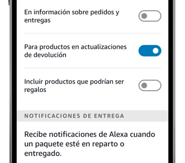 desactivar notificaciones compra amazon alexa echo