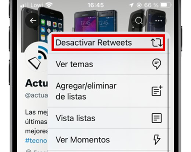 ocultar retweets