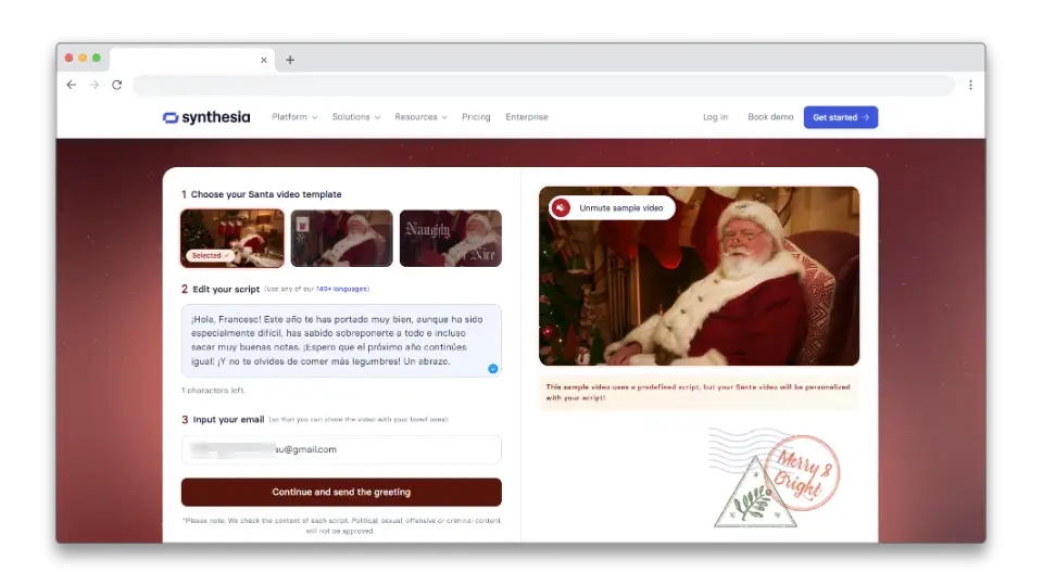 papá noel video mensaje personalizado